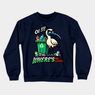 Funny Bin Chicken looking for chips Crewneck Sweatshirt